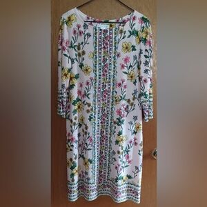 London Times Pull On Sheath Dress with 3/4 Sleeves